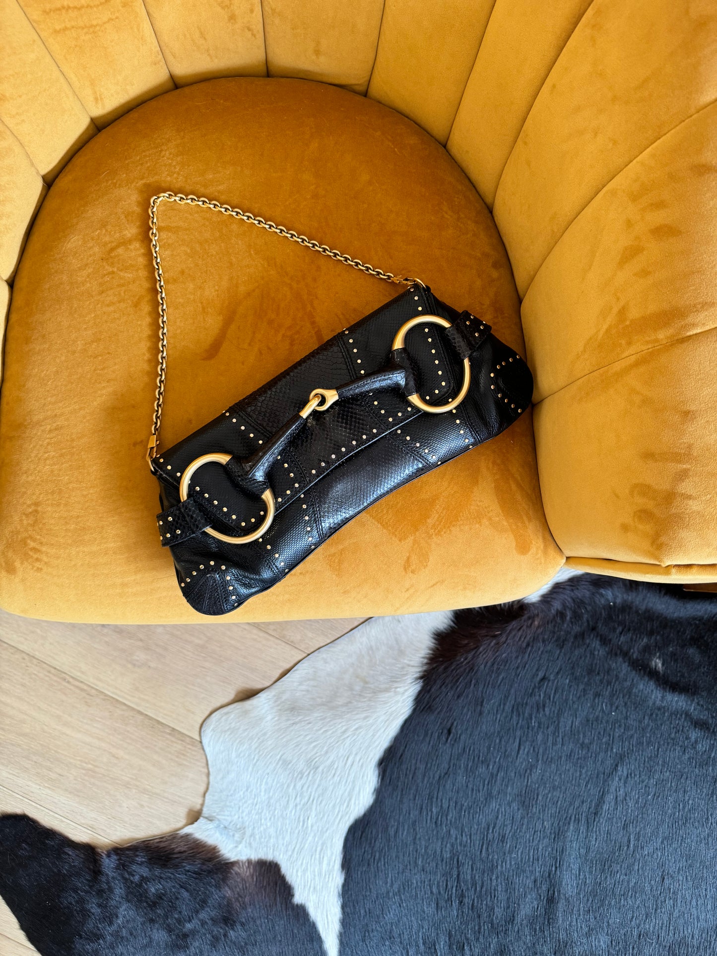 Authentic Gucci Horsebit Python Bag