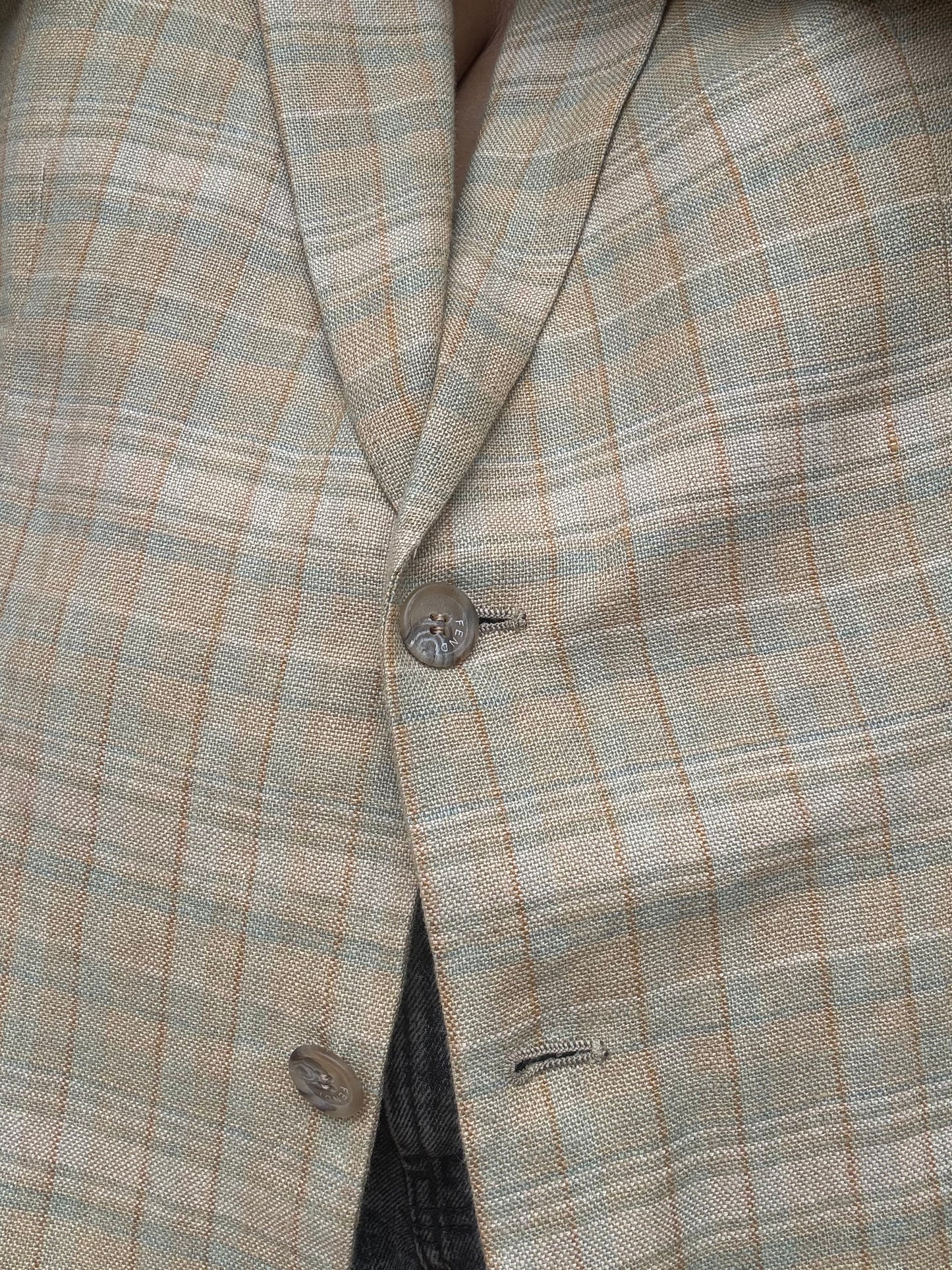 Vintage FENDI Check Tailored Blazer - 100% Linen