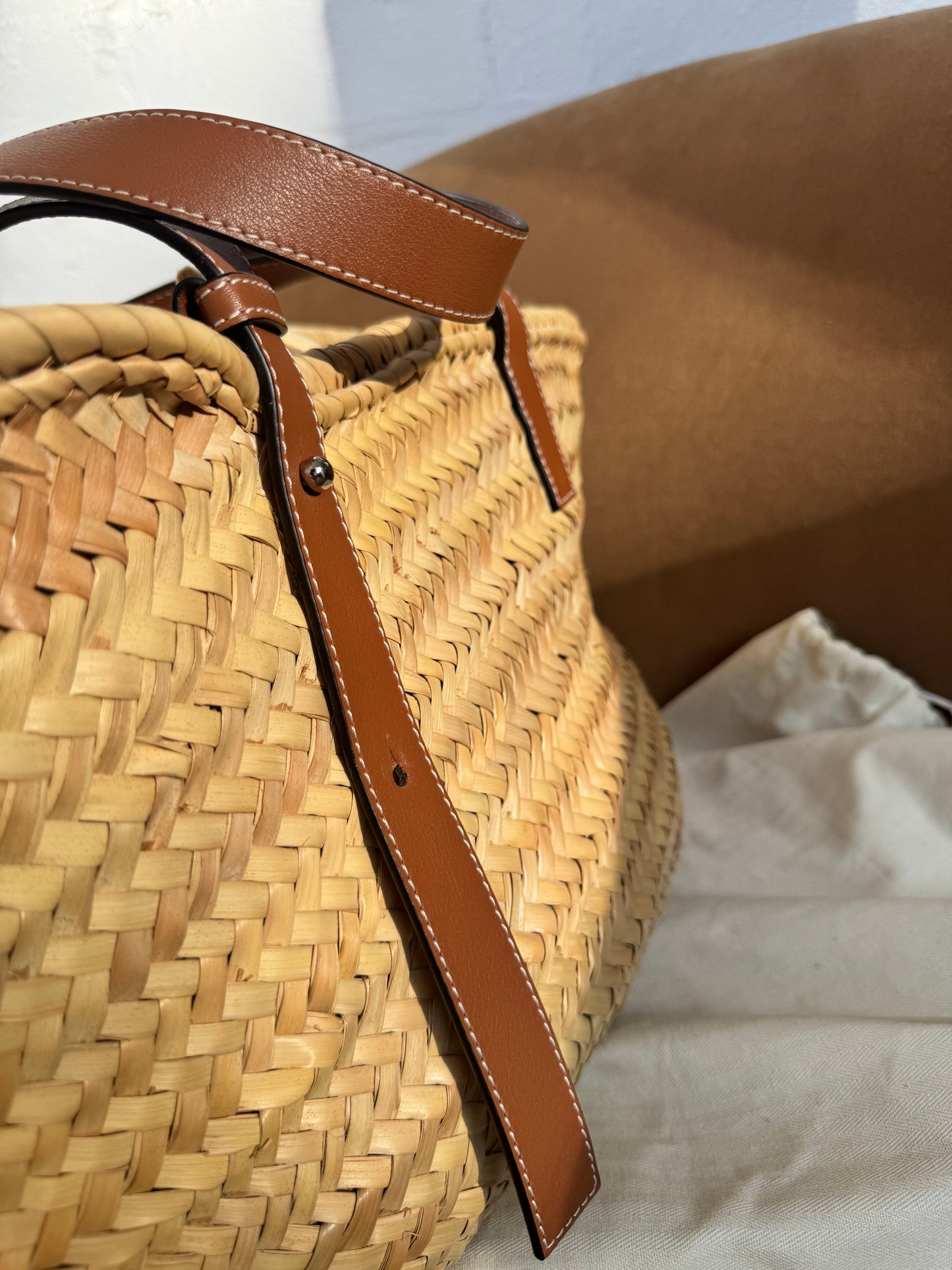 Loewe Leather Trim Basket Bag