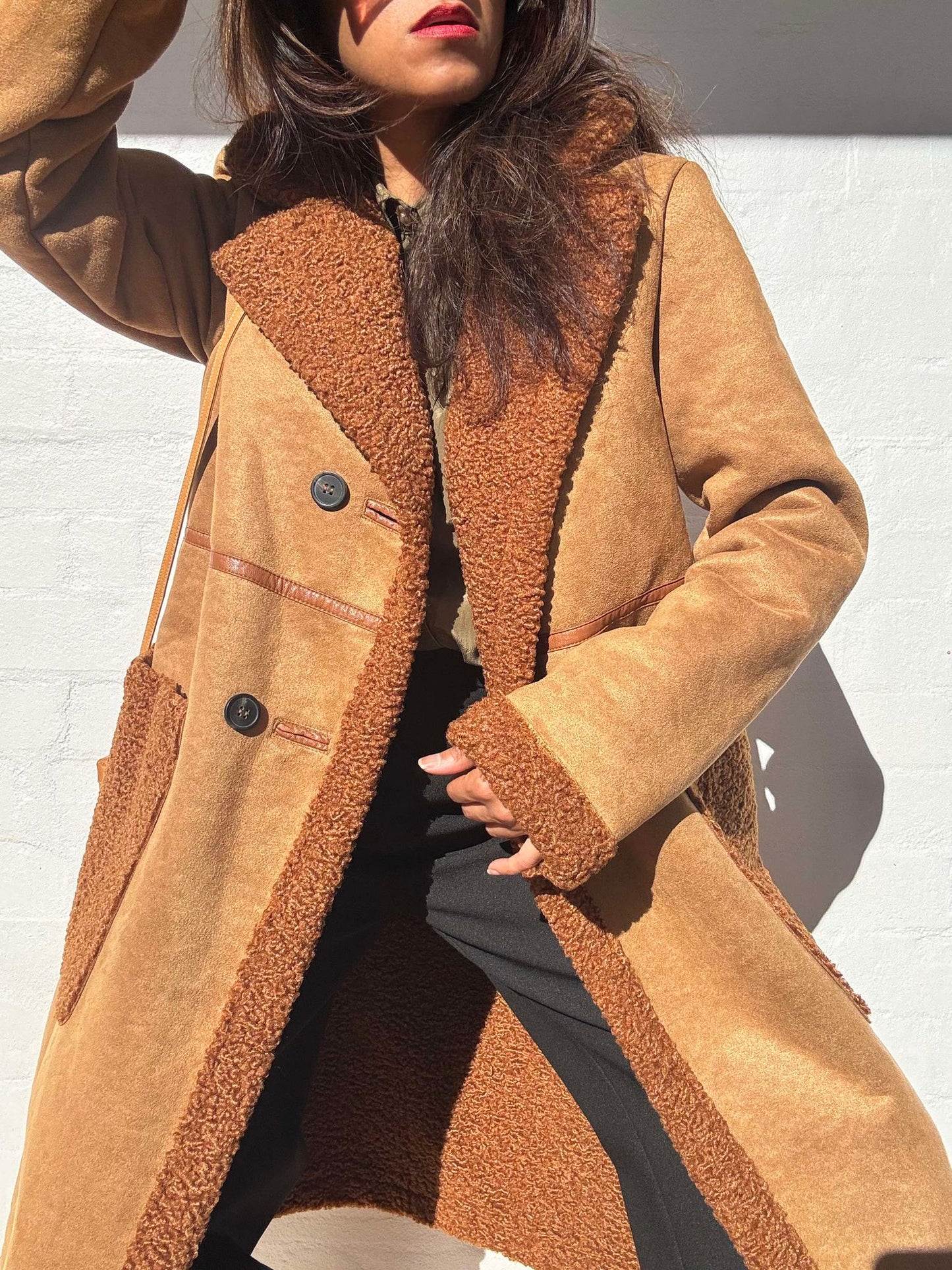 Shearling Coat - Brown