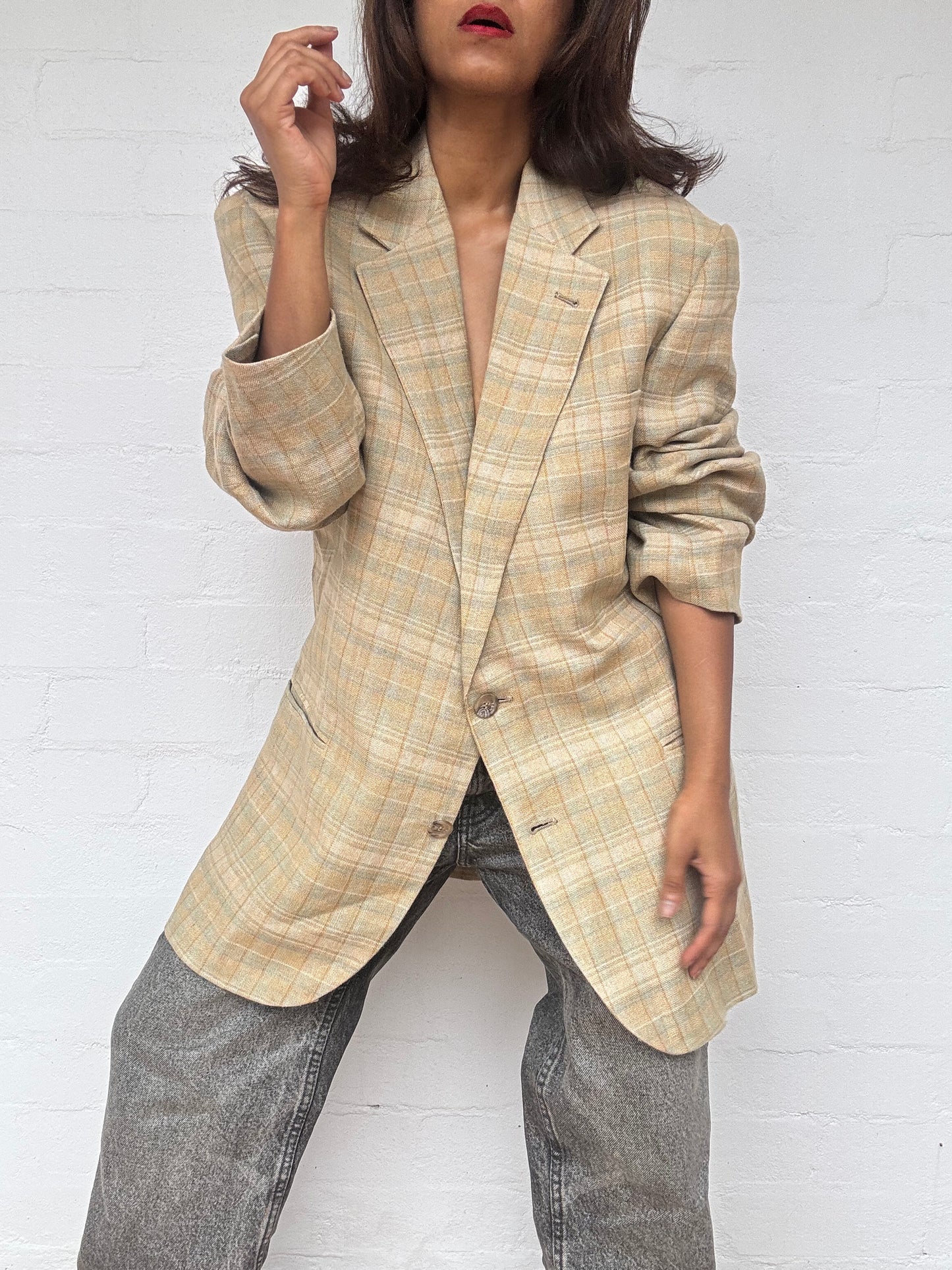 Vintage FENDI Check Tailored Blazer - 100% Linen