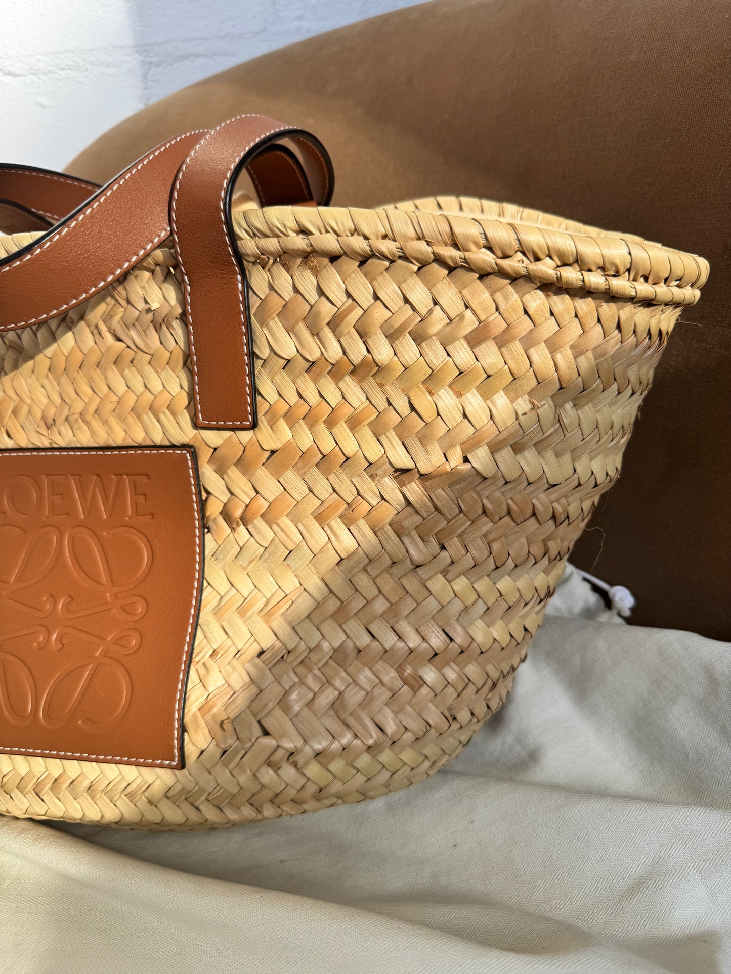 Loewe Leather Trim Basket Bag