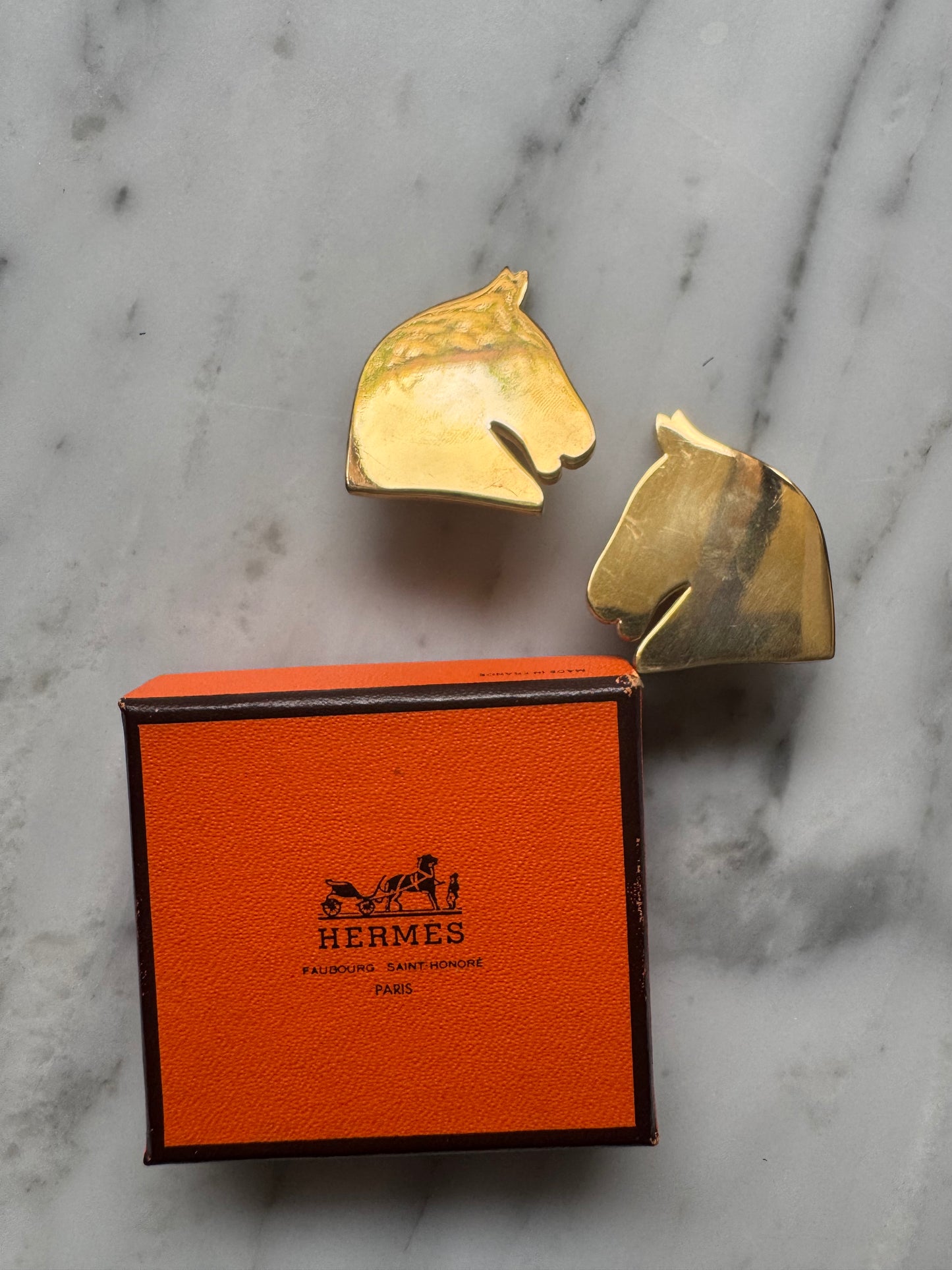 Rare Vintage Hermes Horse Motif Earrings