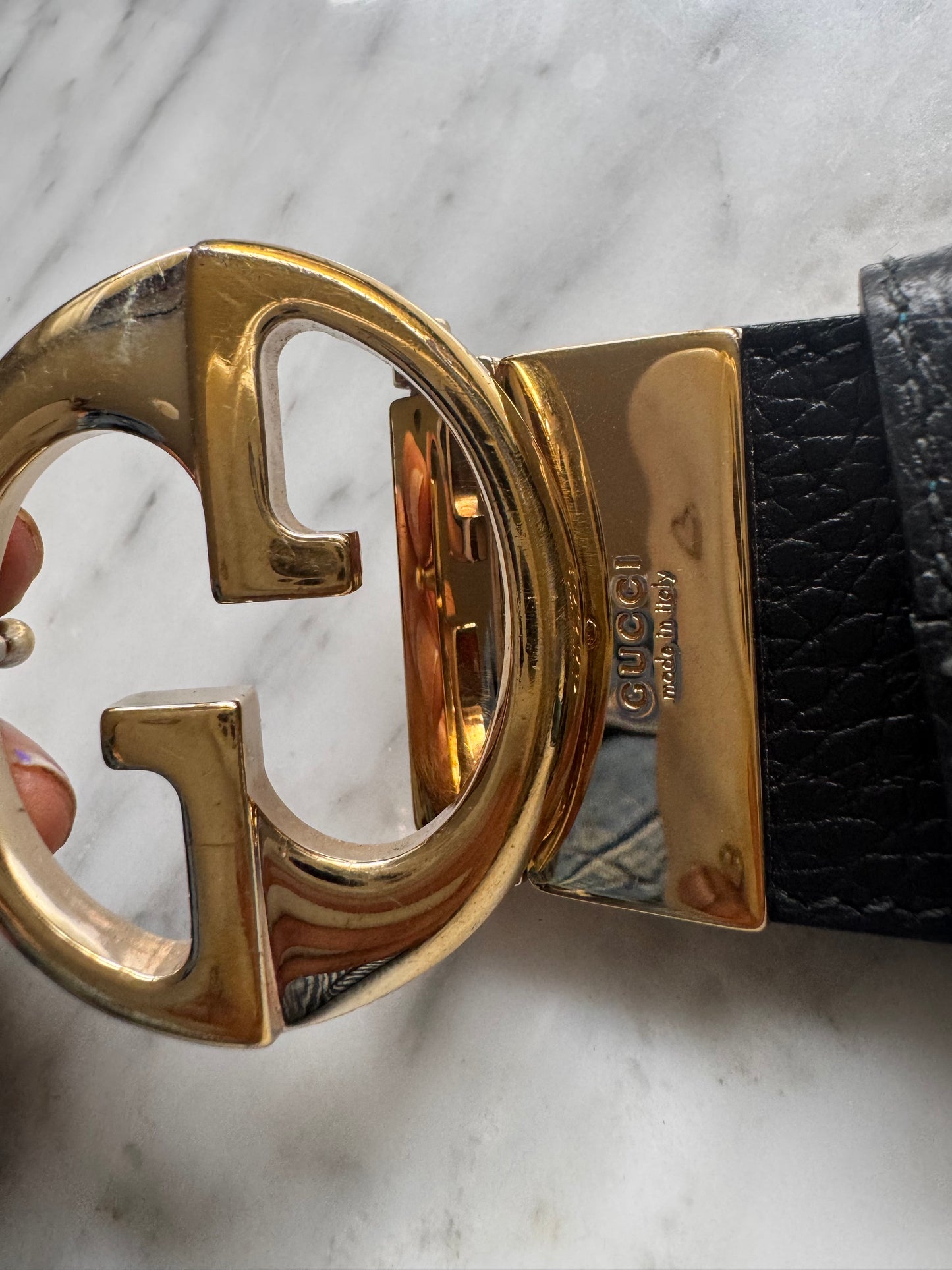 Vintage GUCCI Interlocking Leather Belt