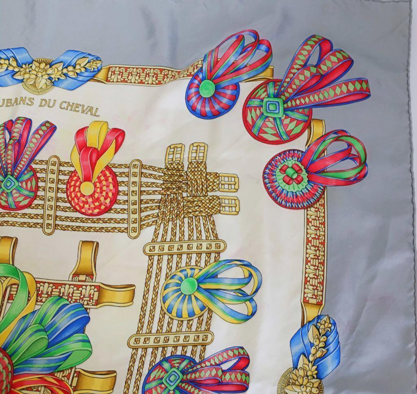 Vintage Hermes Silk Scarf With Box & Bag