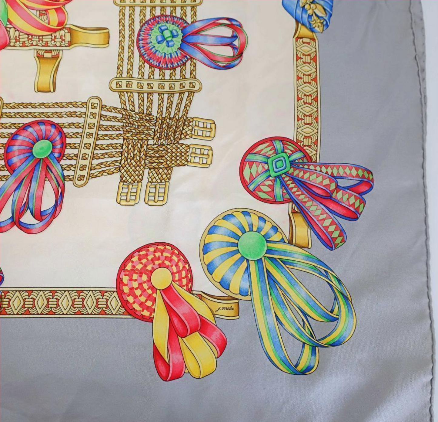 Vintage Hermes Silk Scarf With Box & Bag