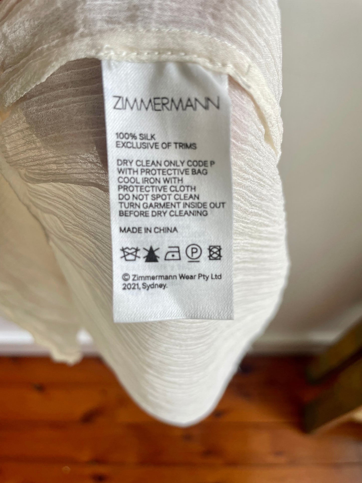 Zimmerman Espionage Neck Tie Silk Belted Sheer Ruffle Midi Dress